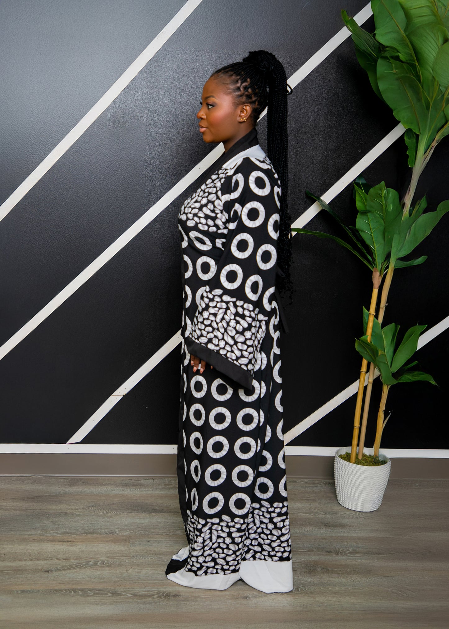 Becky Elegant A-Line Gown - White & Black
