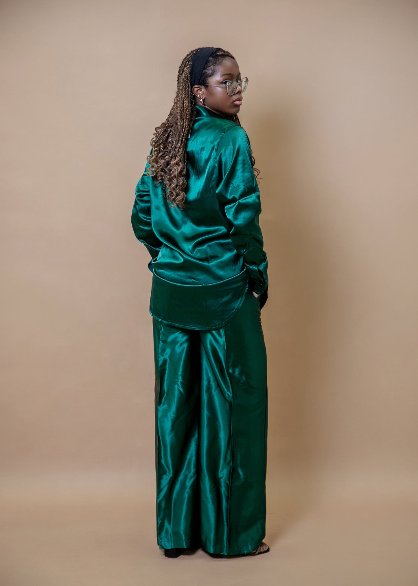Kie-kie Long Sleeve Silky Two Piece Set