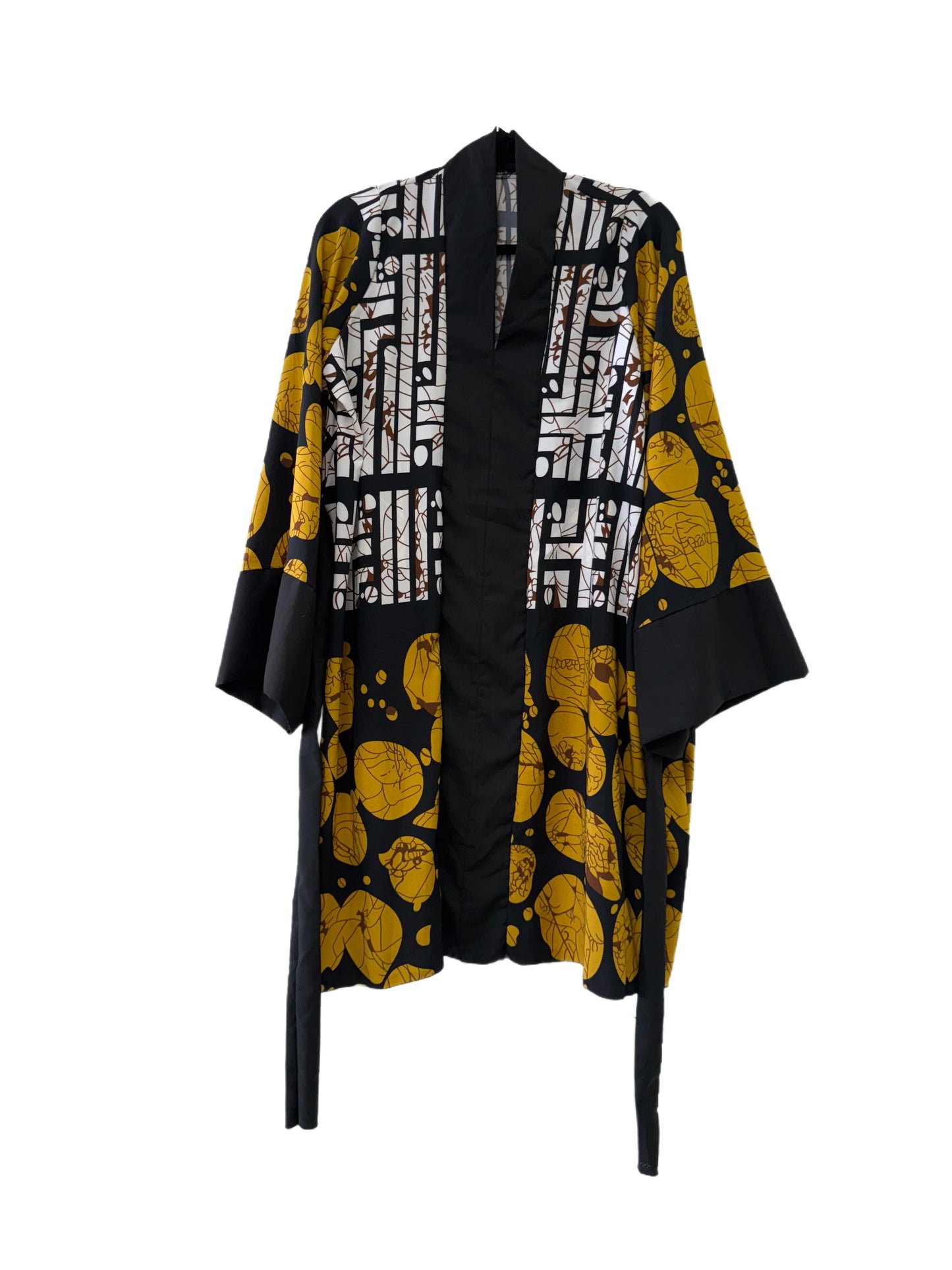 Debby A-Line Gown - Yellow/Black With White