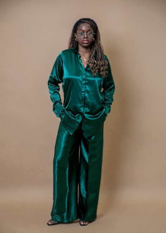 Kie-kie Long Sleeve Silky Two Piece Set